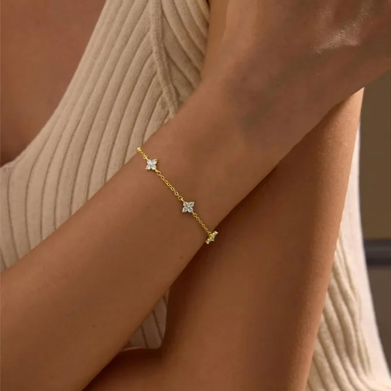 Blooming Grace — Sterling Silver Cubic Zirconia Bracelet