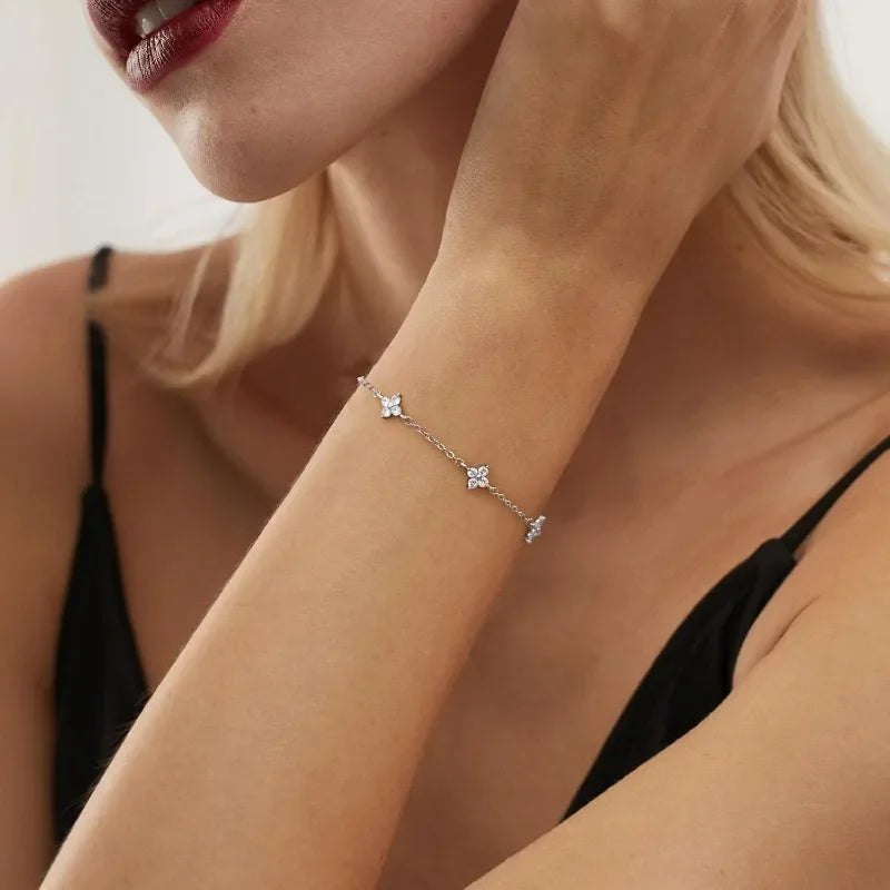 Blooming Grace — Sterling Silver Cubic Zirconia Bracelet