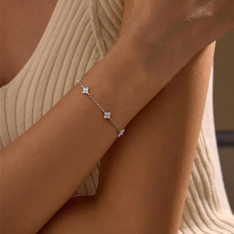 Blooming Grace — Sterling Silver Cubic Zirconia Bracelet