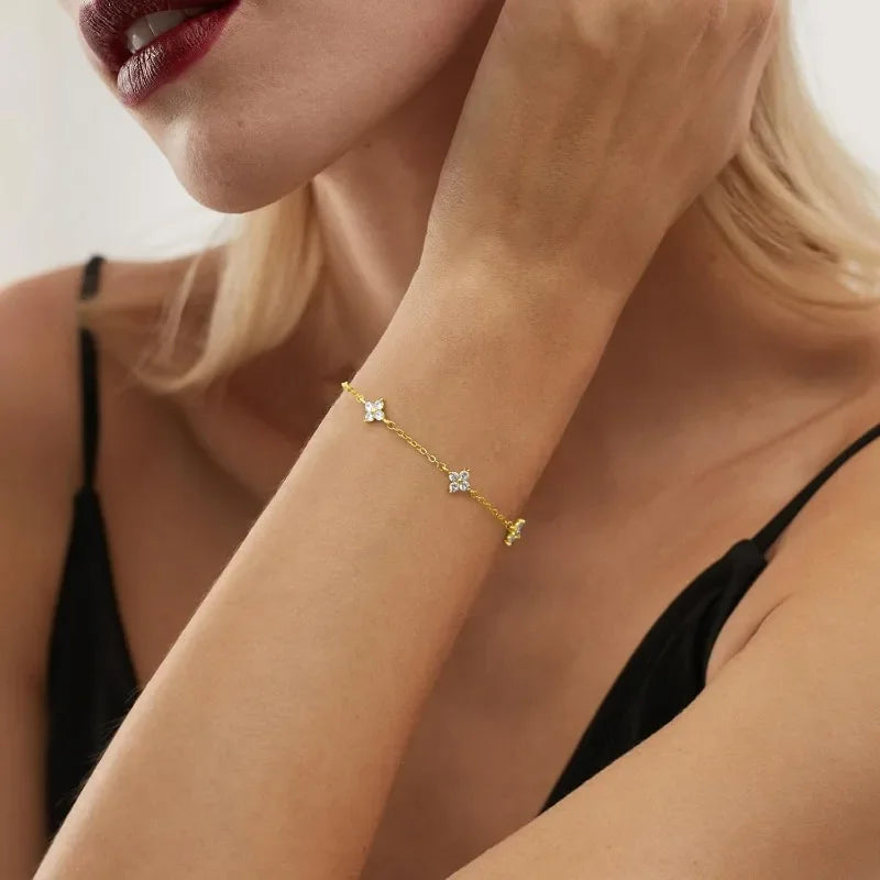 Blooming Grace — Sterling Silver Cubic Zirconia Bracelet