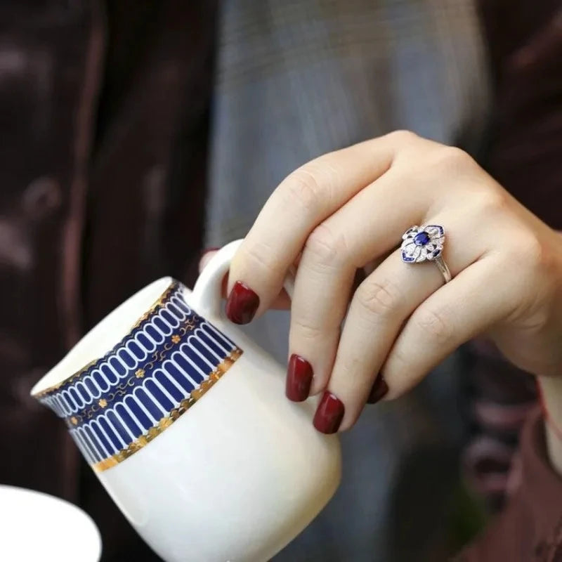 Sterling Silver Sapphire Zircon Ring