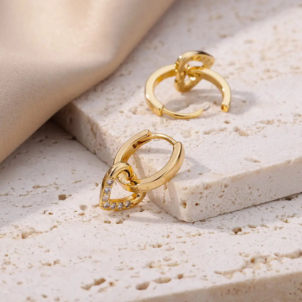 Eternal Spark — Heart Zirconia Drop Earrings