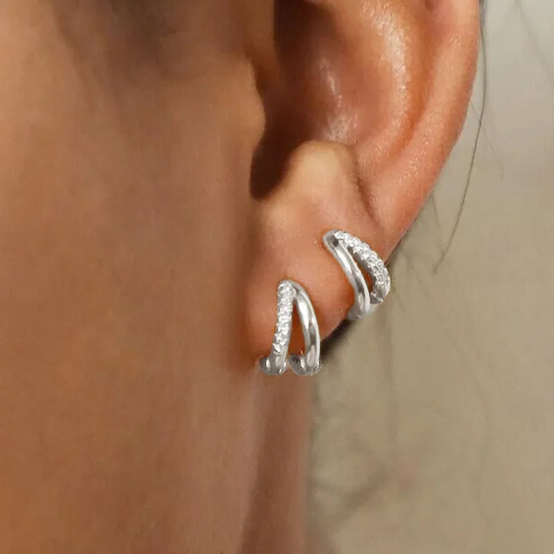 Radiant Edge — Double Layered Zircon Hoop Earrings