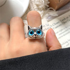 Blue-Eyed Cat Adjustable Ring