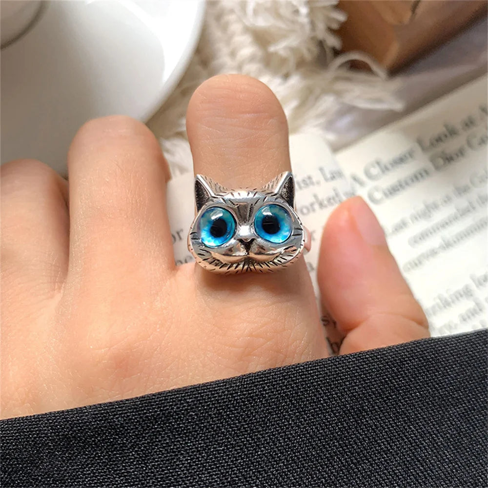 Blue-Eyed Cat Adjustable Ring