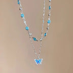 Blue Crystal Butterfly Necklace