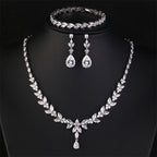 Cubic Zirconia Leaf Jewelry Set