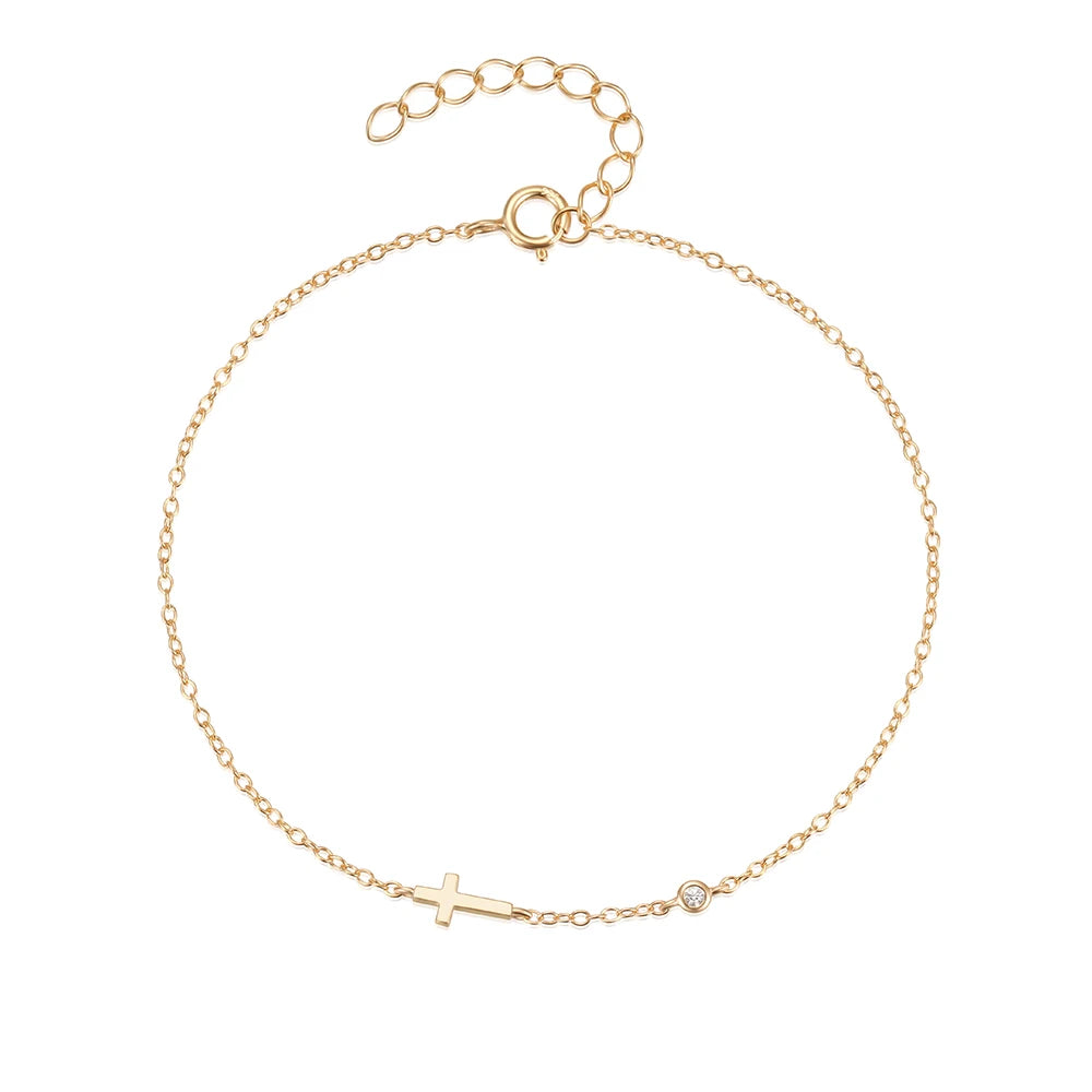 Roxi — Sterling Silver Cross Bracelet