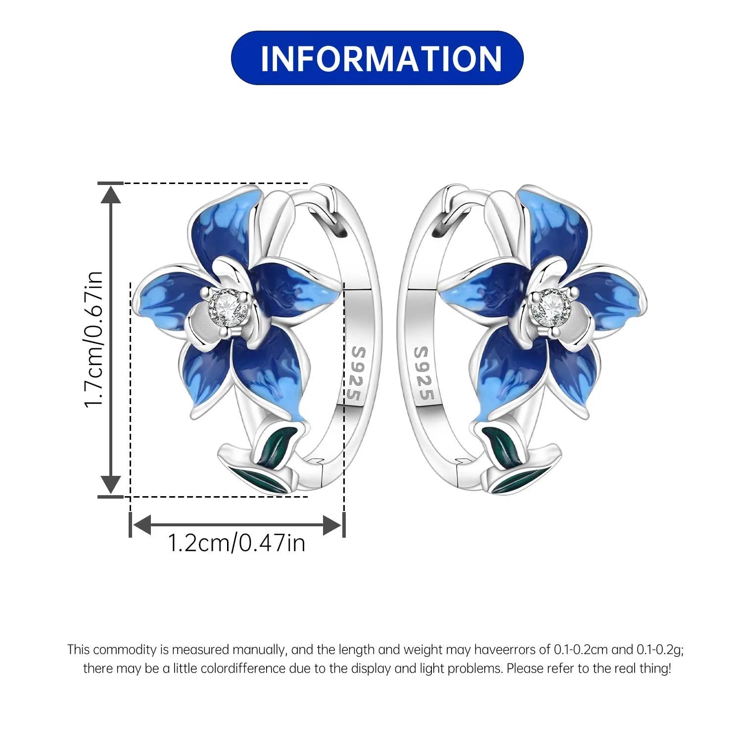 Azure Bloom — Sterling Silver Hoop Earrings