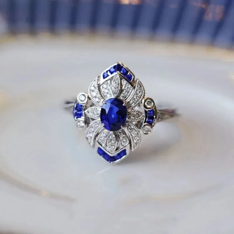 Sterling Silver Sapphire Zircon Ring