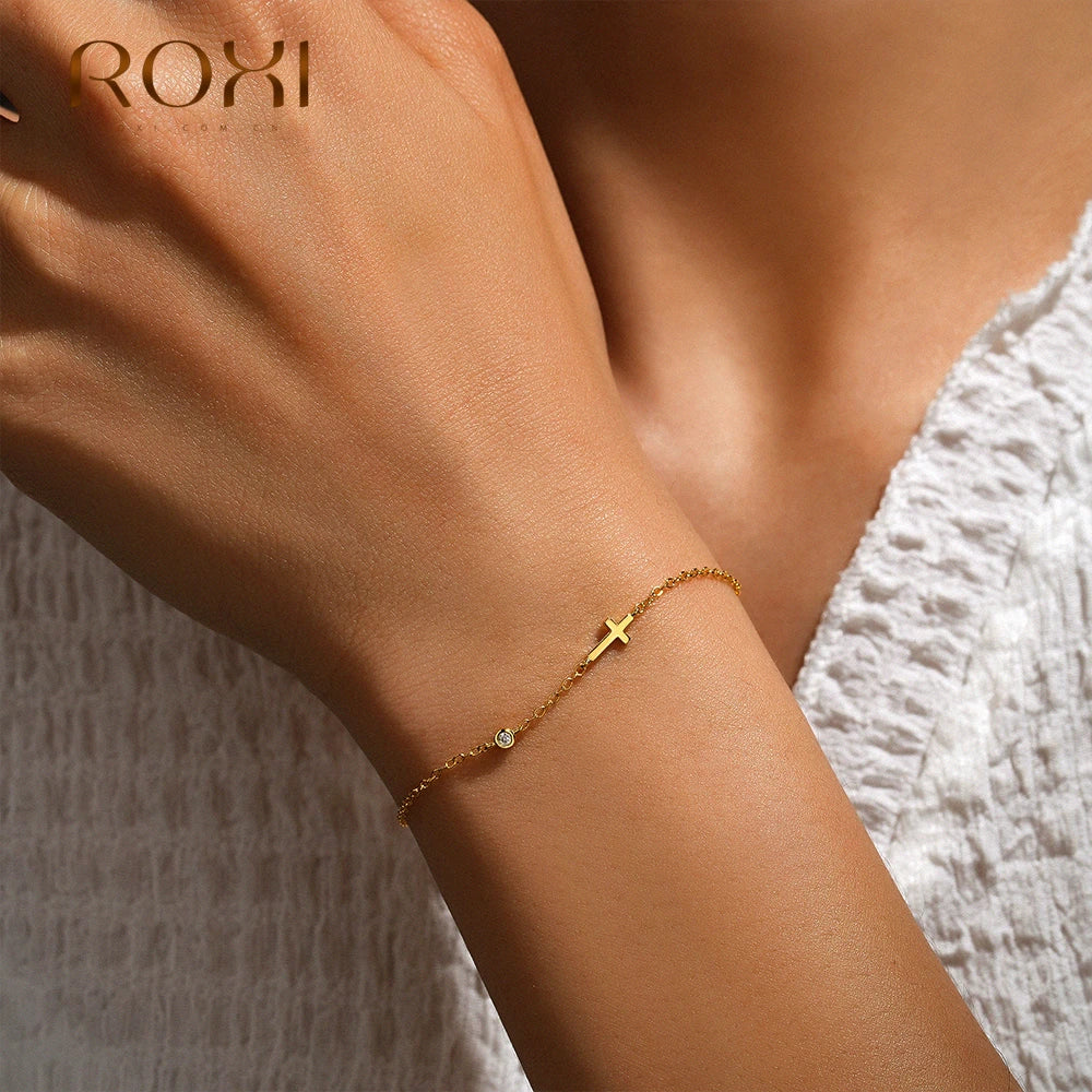 Roxi — Sterling Silver Cross Bracelet