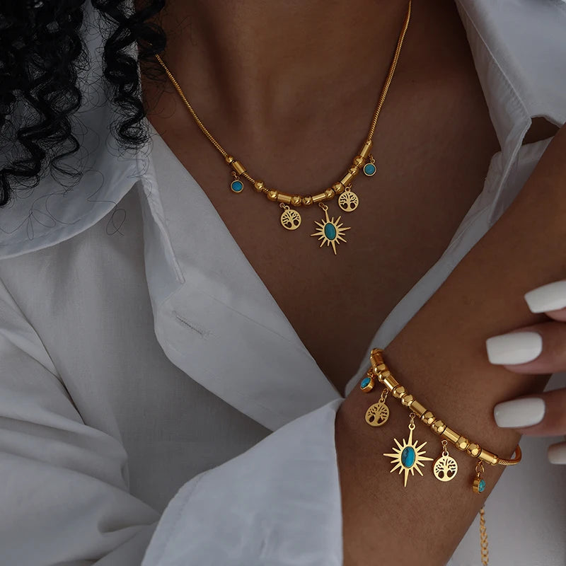 Sunburst Charm Jewelry Set