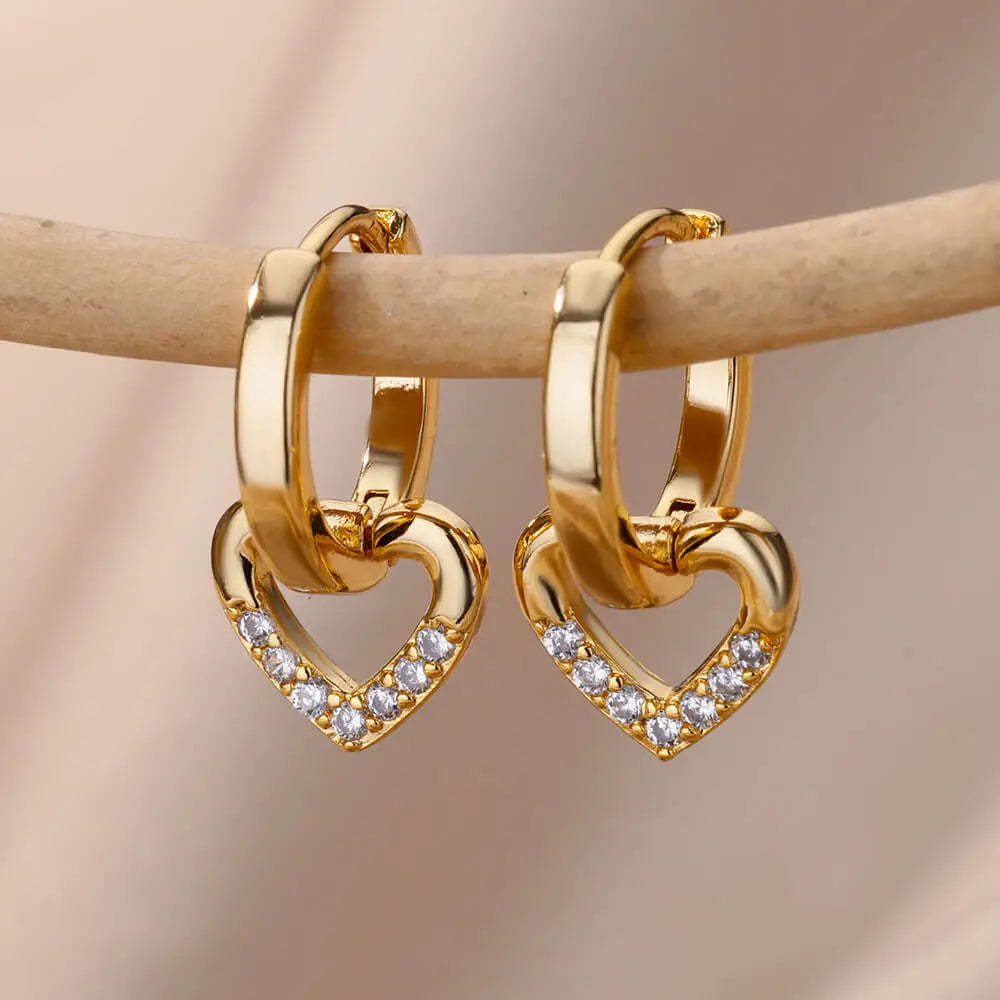 Eternal Spark — Heart Zirconia Drop Earrings