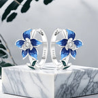 Azure Bloom — Sterling Silver Hoop Earrings