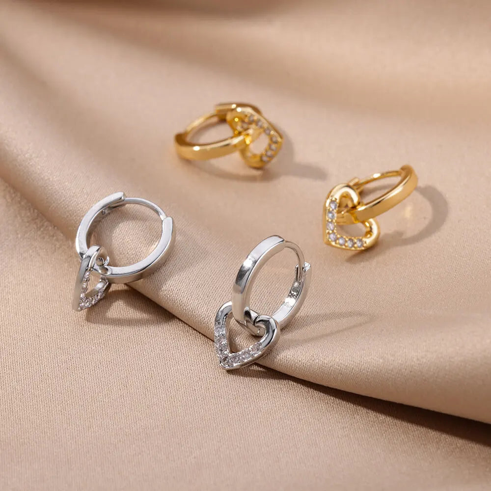 Eternal Spark — Heart Zirconia Drop Earrings