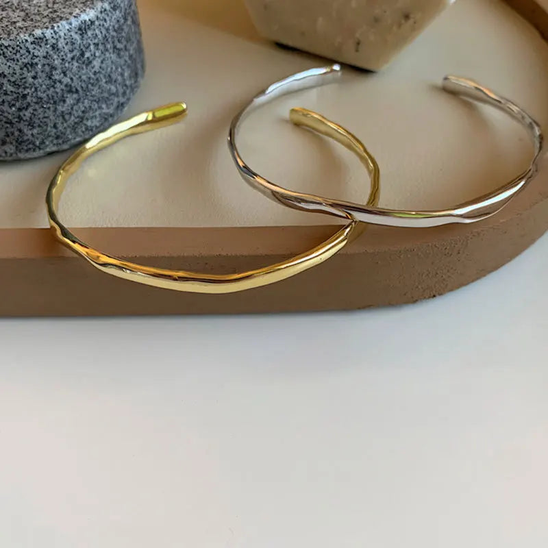 Golden Twist — Sterling Silver Bangle Bracelet