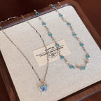 Blue Crystal Butterfly Necklace