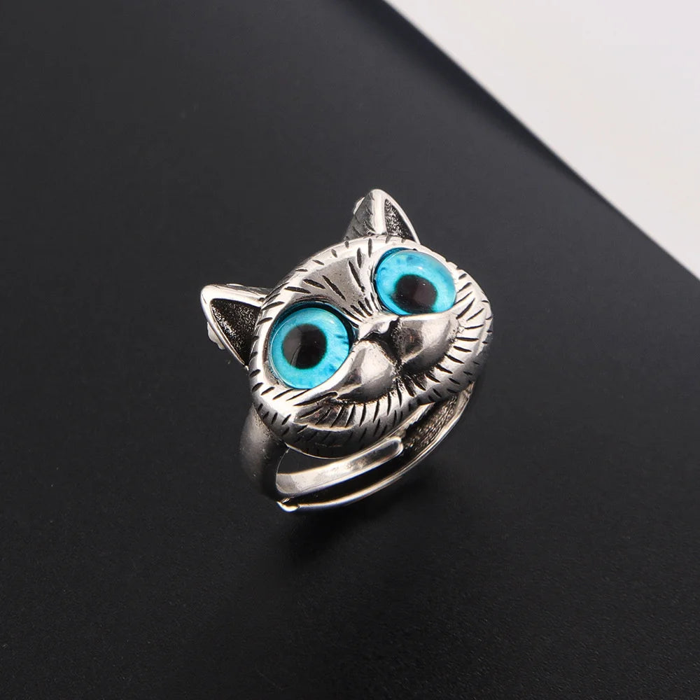 Blue-Eyed Cat Adjustable Ring