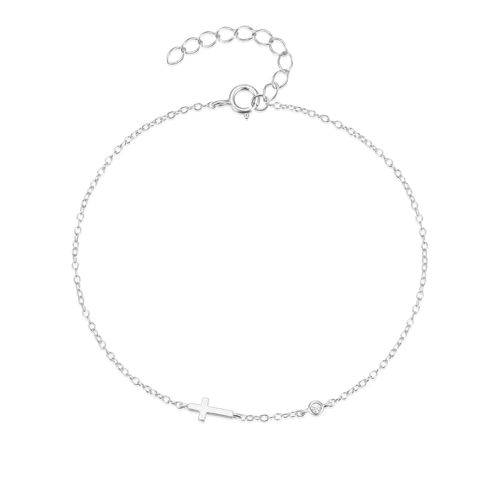 Roxi — Sterling Silver Cross Bracelet