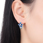 Azure Bloom — Sterling Silver Hoop Earrings