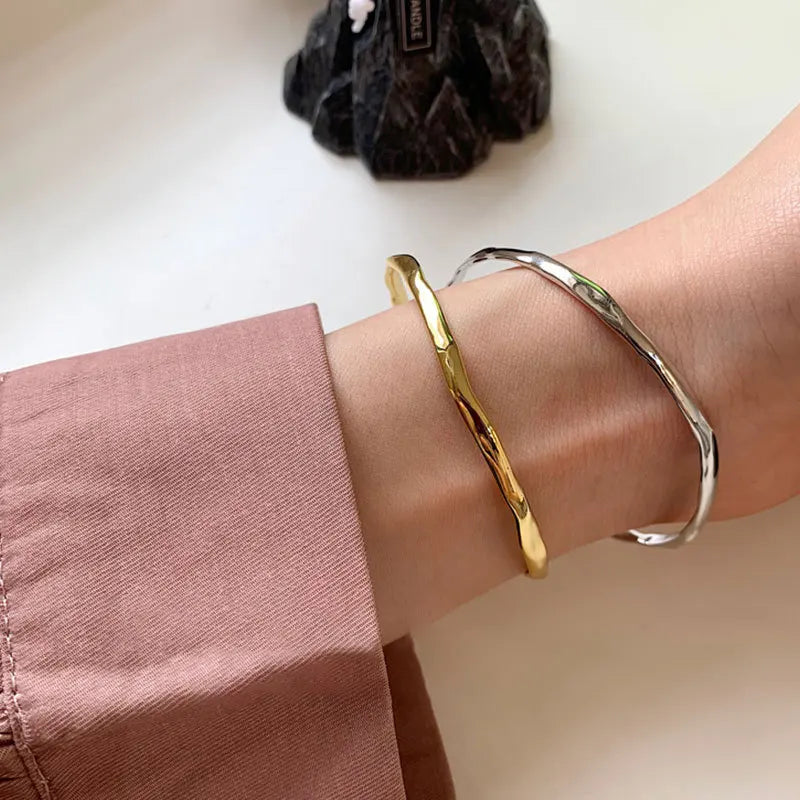 Golden Twist — Sterling Silver Bangle Bracelet