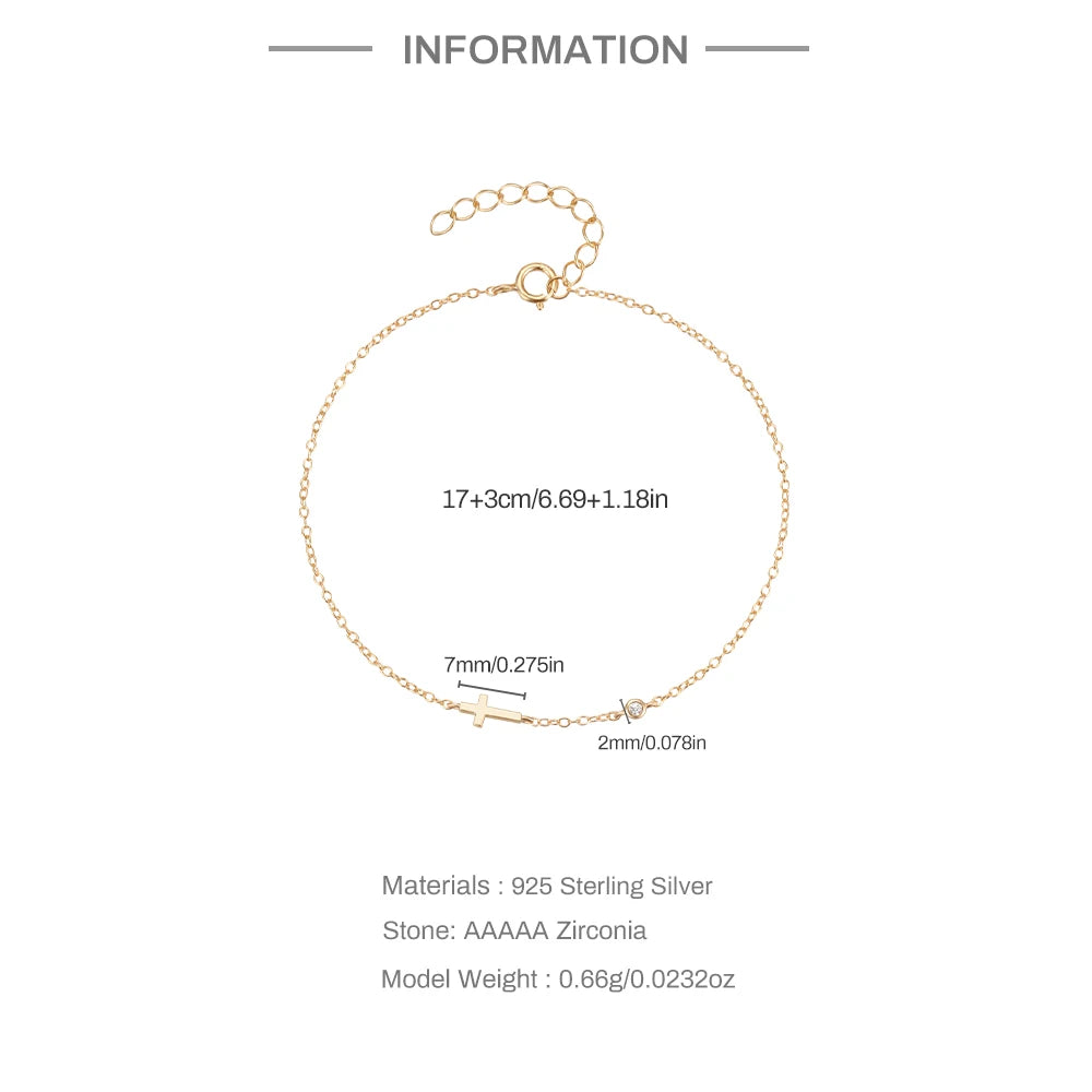 Roxi — Sterling Silver Cross Bracelet