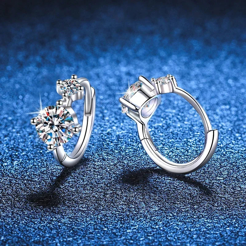 Sterling Silver Moissanite Hoop Earrings