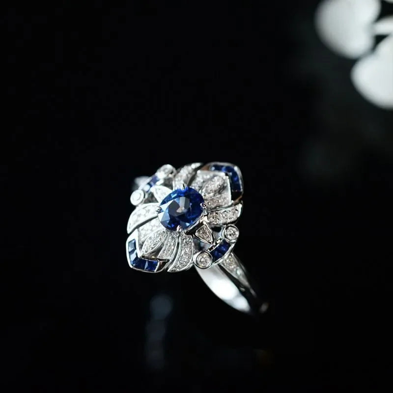 Sterling Silver Sapphire Zircon Ring