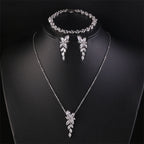 Cubic Zirconia Leaf Jewelry Set