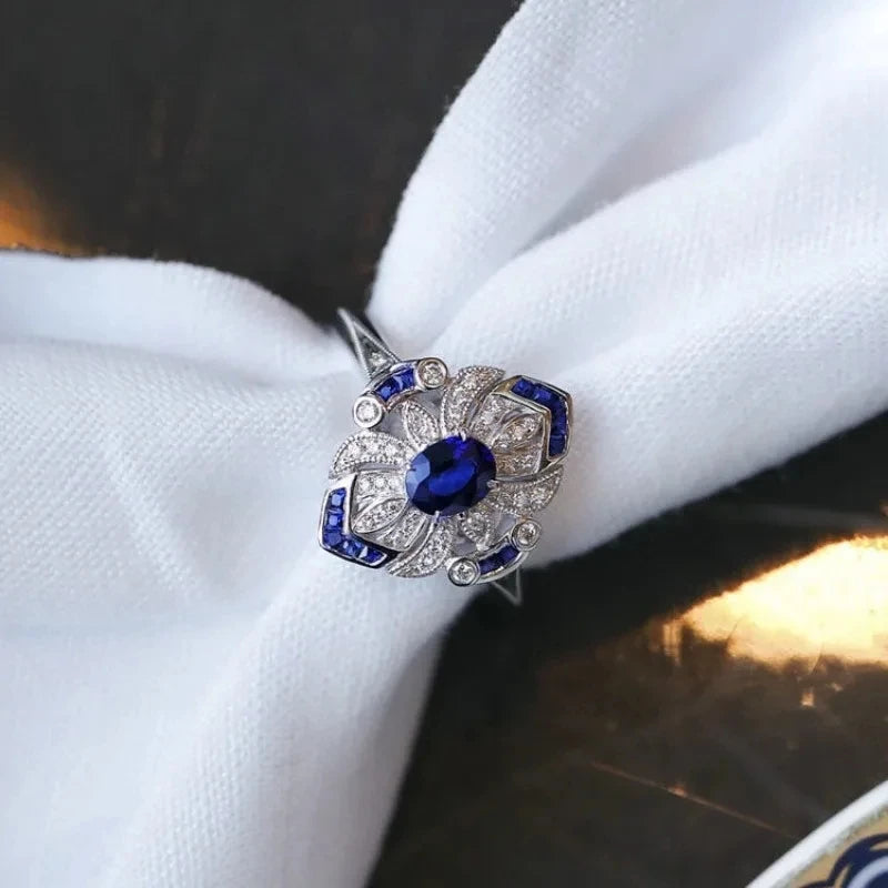 Sterling Silver Sapphire Zircon Ring