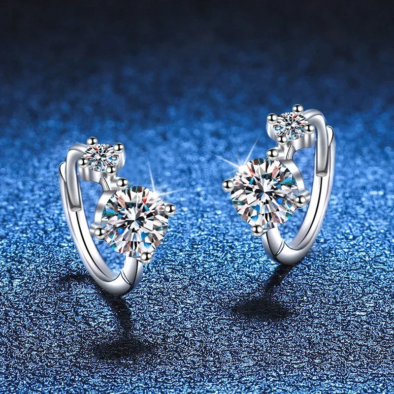 Sterling Silver Moissanite Hoop Earrings