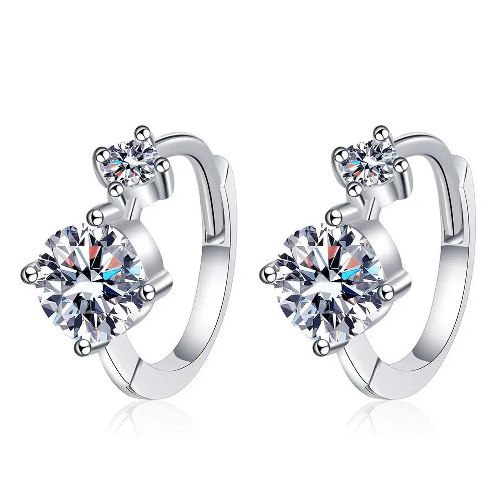 Sterling Silver Moissanite Hoop Earrings