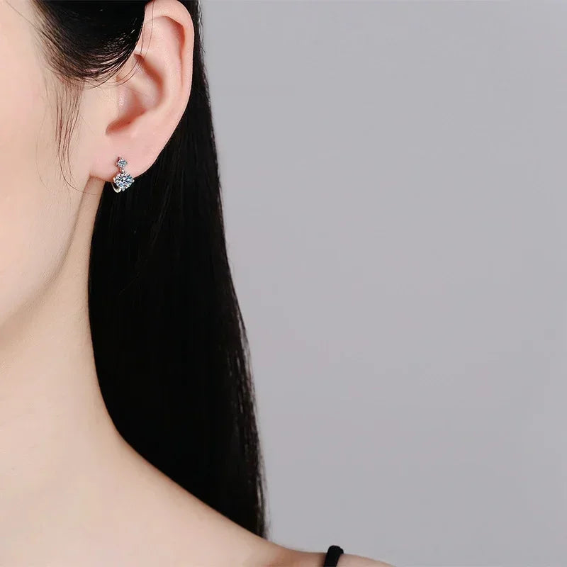 Sterling Silver Moissanite Hoop Earrings